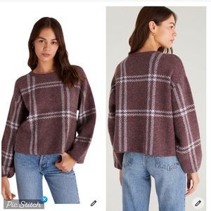 Z Supply Solange Windowpane Sweater Mulberry